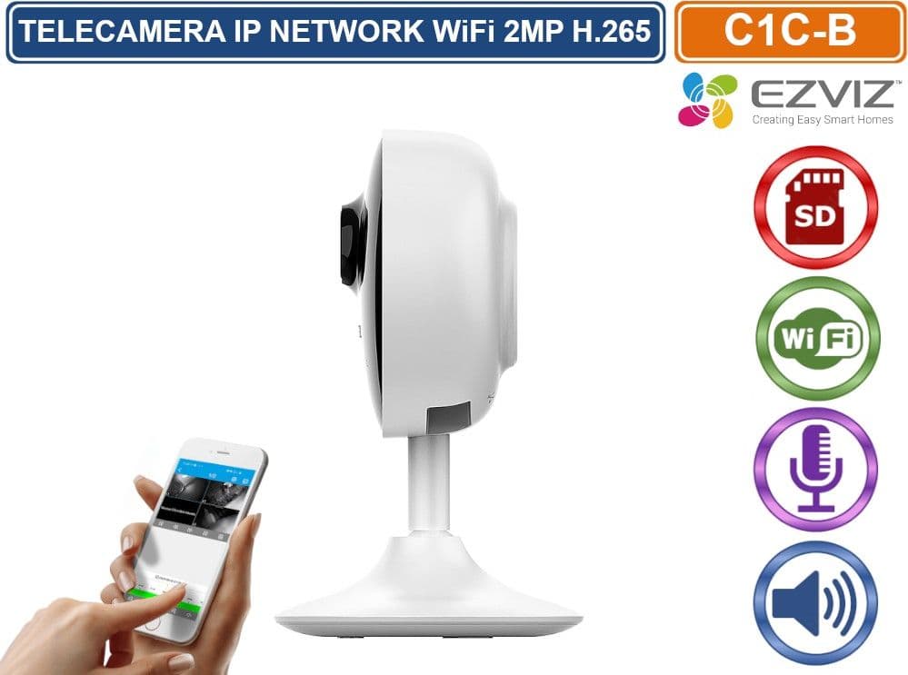 EZVIZ C1C-B TELECAMRA IP NETWORK WIFI FULL HD 1080P 2MP RILEVAMENTO DEL MOVIMENTO AUDIO BIDIREZIONALE REGISTRA SU SD CARD H.265 - 3