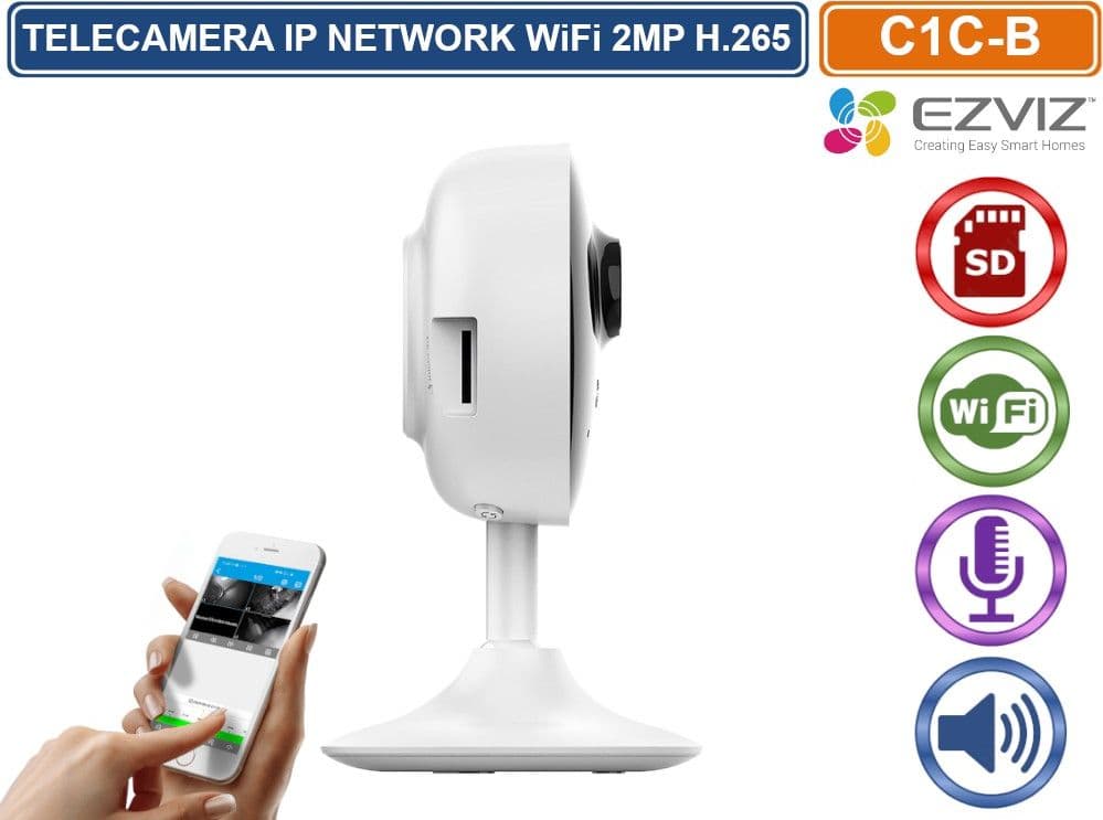 EZVIZ C1C-B TELECAMRA IP NETWORK WIFI FULL HD 1080P 2MP RILEVAMENTO DEL MOVIMENTO AUDIO BIDIREZIONALE REGISTRA SU SD CARD H.265 - 4
