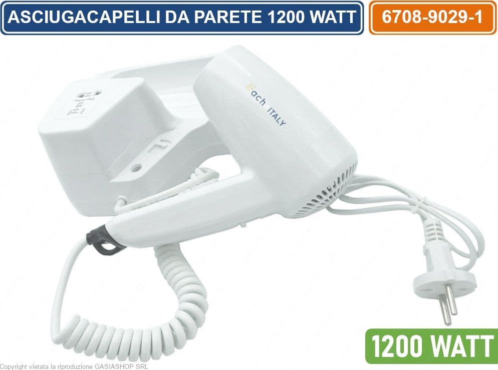ASCIUGACAPELLI PHON A PARETE MURO ALBERGO HOTEL BAGNO ALBERGHI SPOGLIATOI 1200W - 2