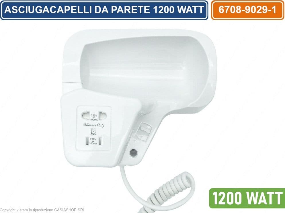 ASCIUGACAPELLI PHON A PARETE MURO ALBERGO HOTEL BAGNO ALBERGHI SPOGLIATOI 1200W - 3
