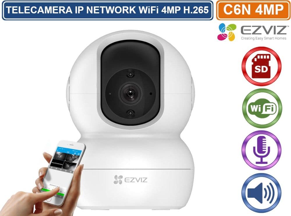 EZVIZ  C6N TELECAMERA IP NETWORK MOTORIZZATA WiFi 2.4 GHz DA INTERNO 4MP REGISTRA SU SD AUDIO BIDIREZIONALE - 2
