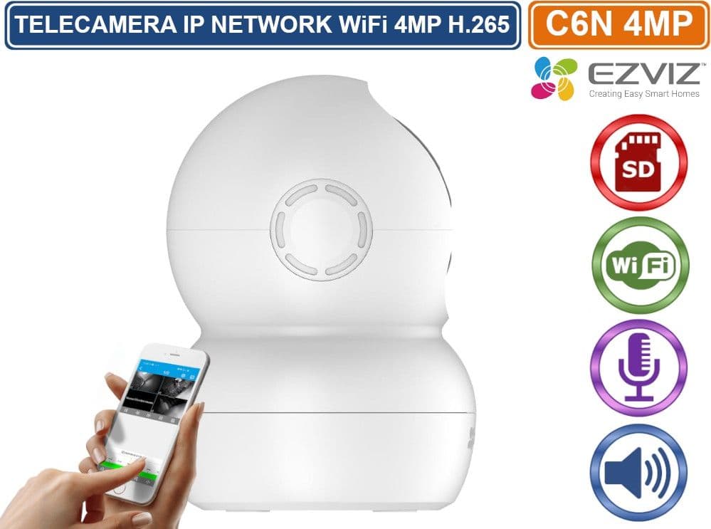 EZVIZ  C6N TELECAMERA IP NETWORK MOTORIZZATA WiFi 2.4 GHz DA INTERNO 4MP REGISTRA SU SD AUDIO BIDIREZIONALE - 3