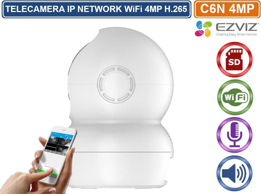 EZVIZ  C6N TELECAMERA IP NETWORK MOTORIZZATA WiFi 2.4 GHz DA INTERNO 4MP REGISTRA SU SD AUDIO BIDIREZIONALE - 4