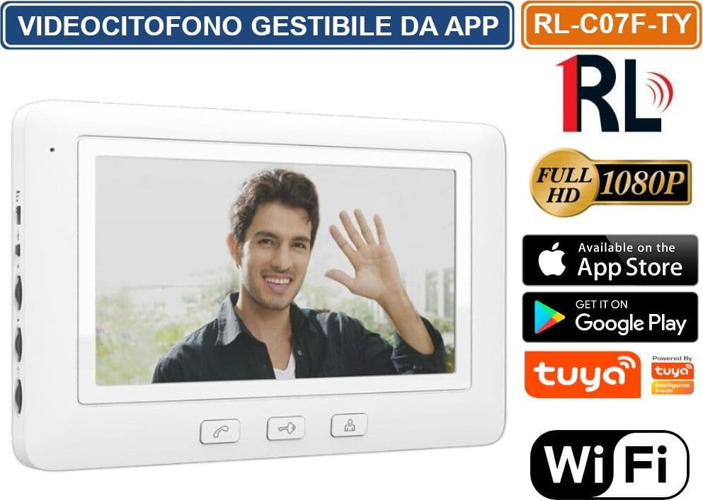 VIDEOCITOFONO WIFI INTELIGENTE GESTIBILE DA SMARTPHONE APP TUYA CON MONITOR 7"VIDEOCAMERA 2 MP - 2