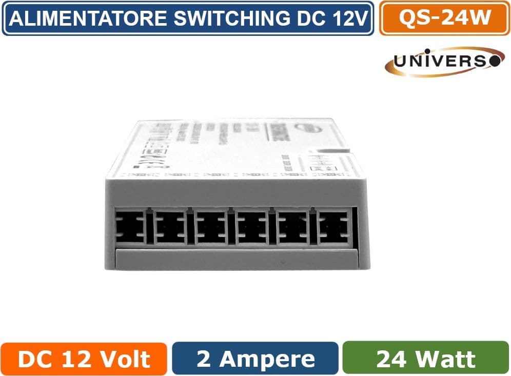 UNIVERSO QS-24W ALIMENTATORE SWITCHING DC 12V 24W 2A 6 USCITE 3 INGRESSO SENSORE PER STRIP LED - 3