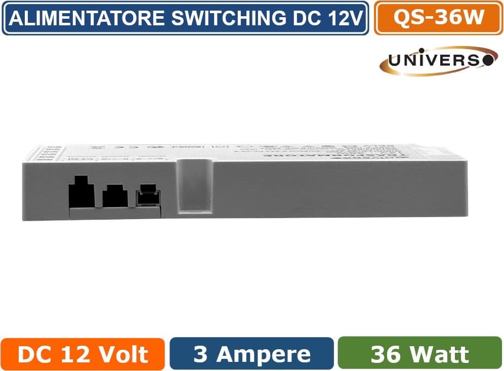 UNIVERSO QS-36W ALIMENTATORE SWITCHING DC 12V 36W 3A 6 USCITE 3 INGRESSO SENSORE PER STRIP LED - 2