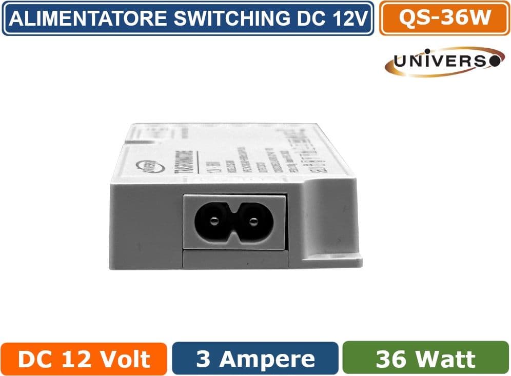 UNIVERSO QS-36W ALIMENTATORE SWITCHING DC 12V 36W 3A 6 USCITE 3 INGRESSO SENSORE PER STRIP LED - 3