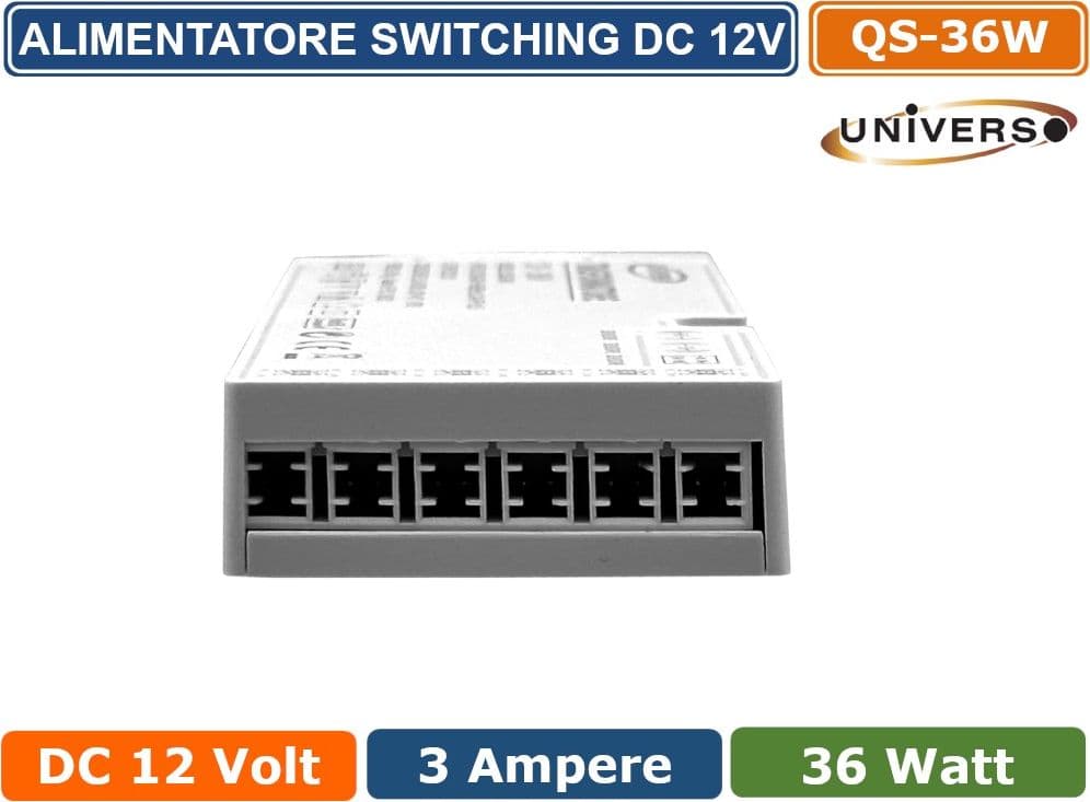 UNIVERSO QS-36W ALIMENTATORE SWITCHING DC 12V 36W 3A 6 USCITE 3 INGRESSO SENSORE PER STRIP LED - 4