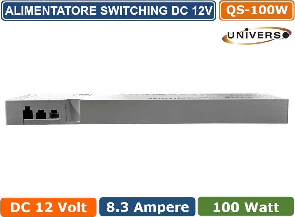 UNIVERSO QS-100W ALIMENTATORE SWITCHING DC 12V 100W 8.33A 11 USCITE 3 INGRESSO SENSORE PER STRIP LED - 2