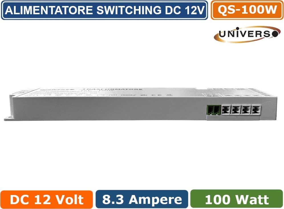 UNIVERSO QS-100W ALIMENTATORE SWITCHING DC 12V 100W 8.33A 11 USCITE 3 INGRESSO SENSORE PER STRIP LED - 3