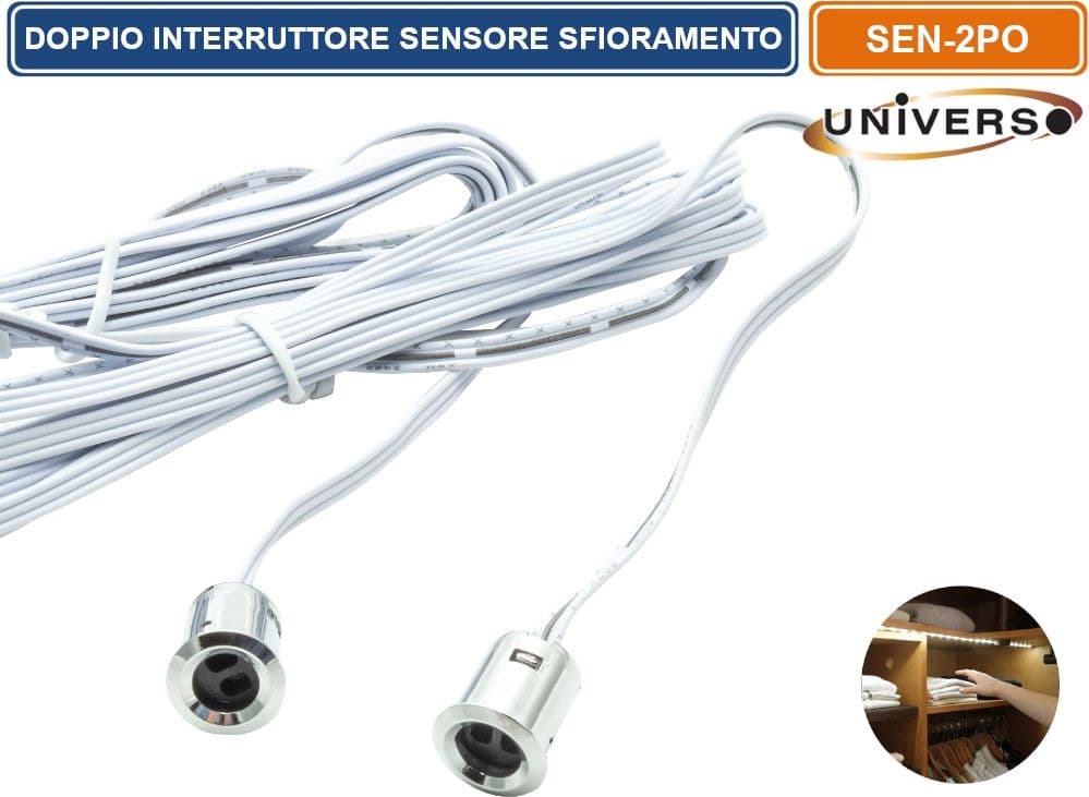 UNIVERSO SEN-2PO SENSORE DOPPIO INTERRUTTORE DI PROSSIMITA PER STRIP LED IP20 - 2