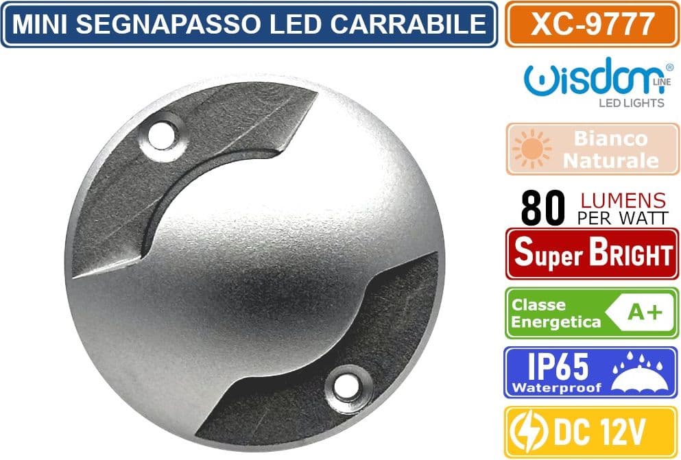 MINI SEGNAPASSO LED CALPESTABILE 4W DOPPIO FASCIO LUMINOSO IP65 DA ESTERNO COLOR ACCIAIO BIANCO NATURALE - 2