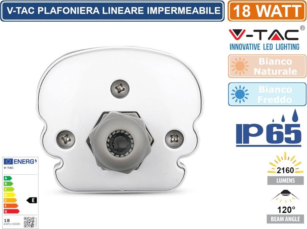V-TAC VT-6076 TUBO LED PLAFONIERA 18W LAMPADINA 60CM IMPERMEABILE - SKU 216283 / 216282 - 2