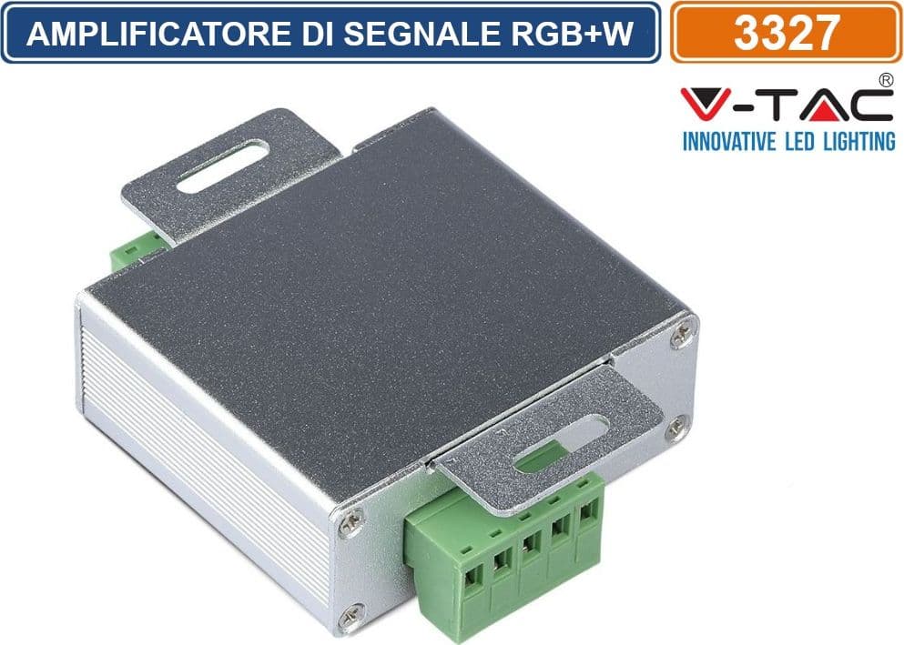 V-TAC VT-2408 AMPLIFICATORE DI SEGNALE MAX 16A PER CONTROLLER DI STRISCE LED RGB+W 12-24V - SKU 3327 - 3
