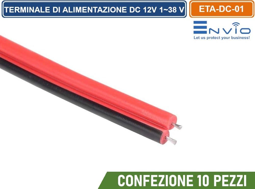 CONFEZIONE 10 PEZZI CAVO TERMINALE DI ALIMENTAZIONE 25 CM CON CONNETTORE CC MASCHIO DC 12V 1~38 V - 4