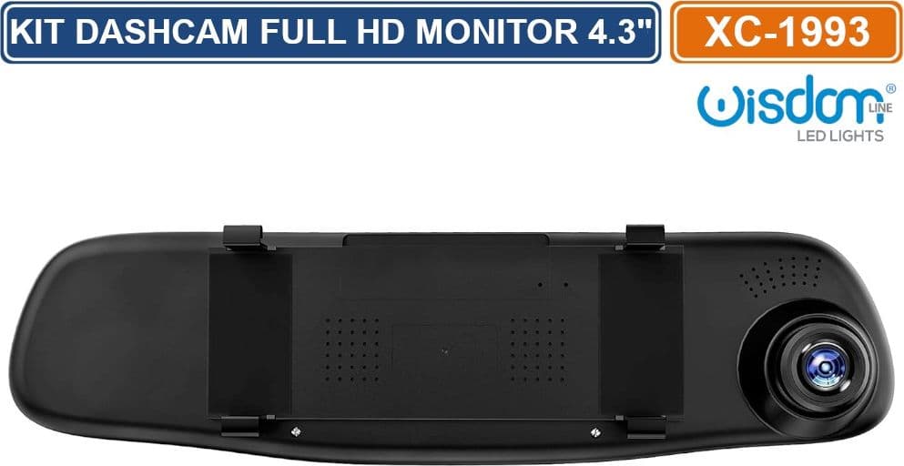 KIT SPECCHIETTO RETROVISORE MONITOR 4.3" CON DASHCAM E TELECAMERA RETROMARCIA REGISTRA SD CARD FULL HD 1080P - 4