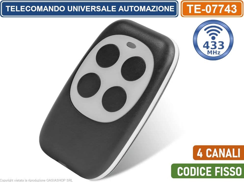 TELECOMANDO RADIOCOMANDO RF PER DUPLICAZIONE AUTOMAZIONE CANCELLI 4 CANALI FREQUENZA 433 MHZ CODICE FISSO COLORI ASSORTITI - 2