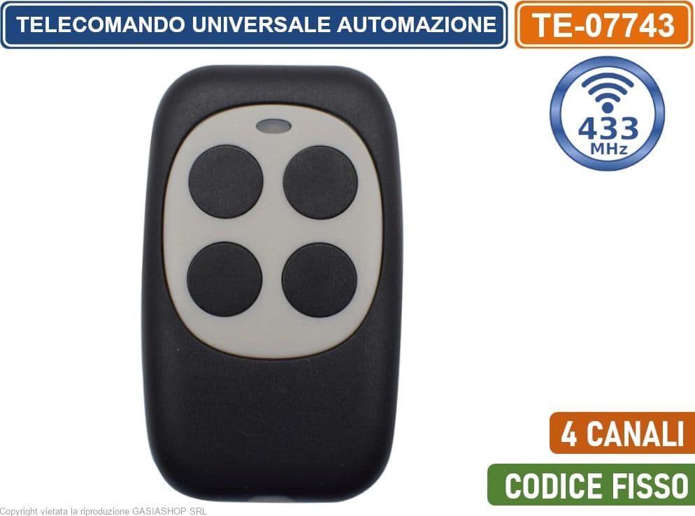 TELECOMANDO RADIOCOMANDO RF PER DUPLICAZIONE AUTOMAZIONE CANCELLI 4 CANALI FREQUENZA 433 MHZ CODICE FISSO COLORI ASSORTITI - 3