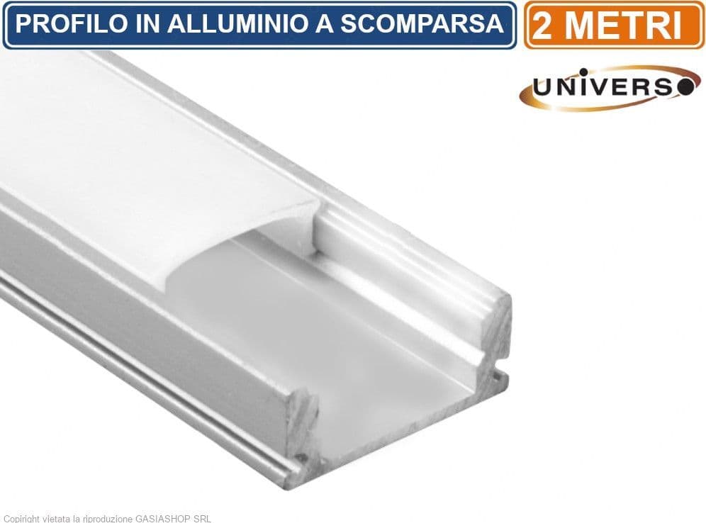UNIVERSO AL-03 PROFILO IN ALLUMINIO PER STRISCE LED - LUNGHEZZA 2 METRI - 2