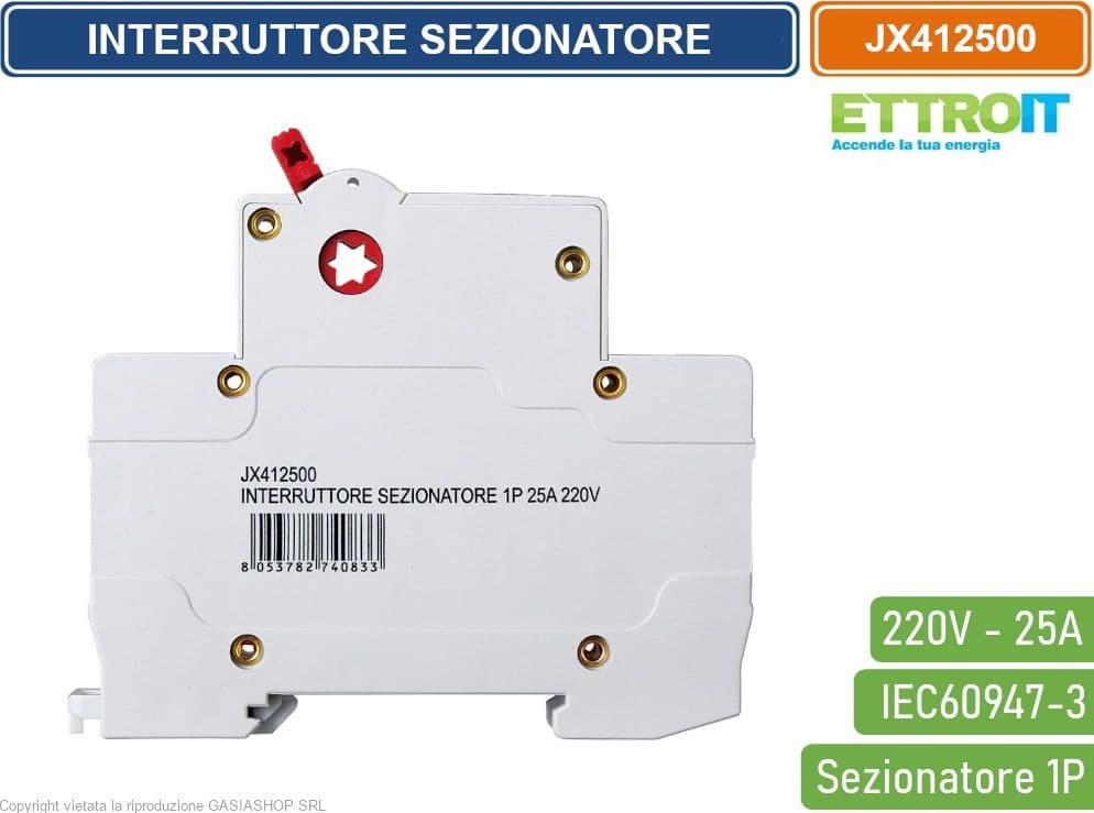 ETTROIT INTERRUTTORE DI ISOLAMENTO SEZIONATORE 1P 25A 220V - 3