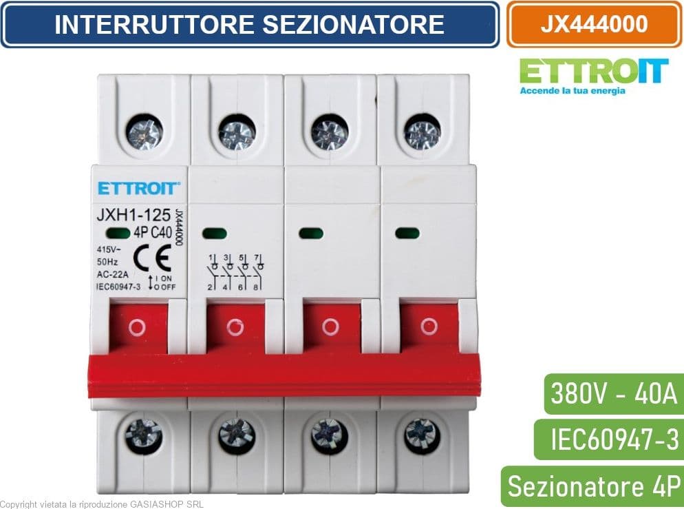 ETTROIT INTERRUTTORE DI ISOLAMENTO SEZIONATORE 4P 40A 380V - 2