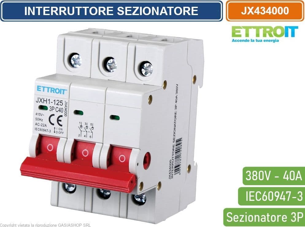 ETTROIT INTERRUTTORE DI ISOLAMENTO SEZIONATORE 3P 40A 380V - 4