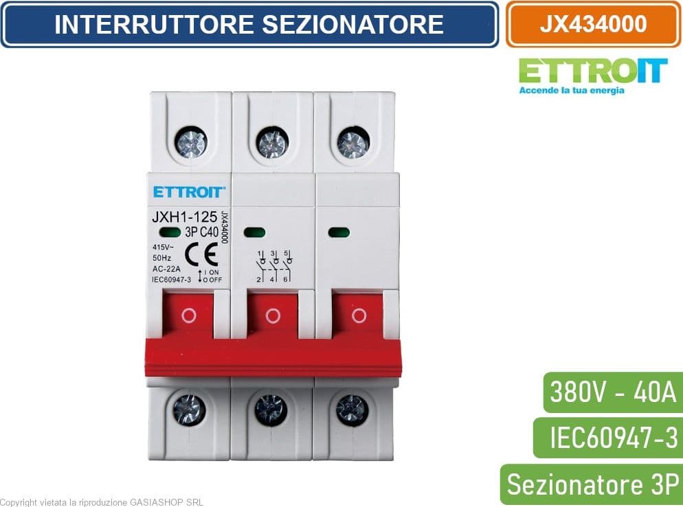 ETTROIT INTERRUTTORE DI ISOLAMENTO SEZIONATORE 3P 40A 380V - 2