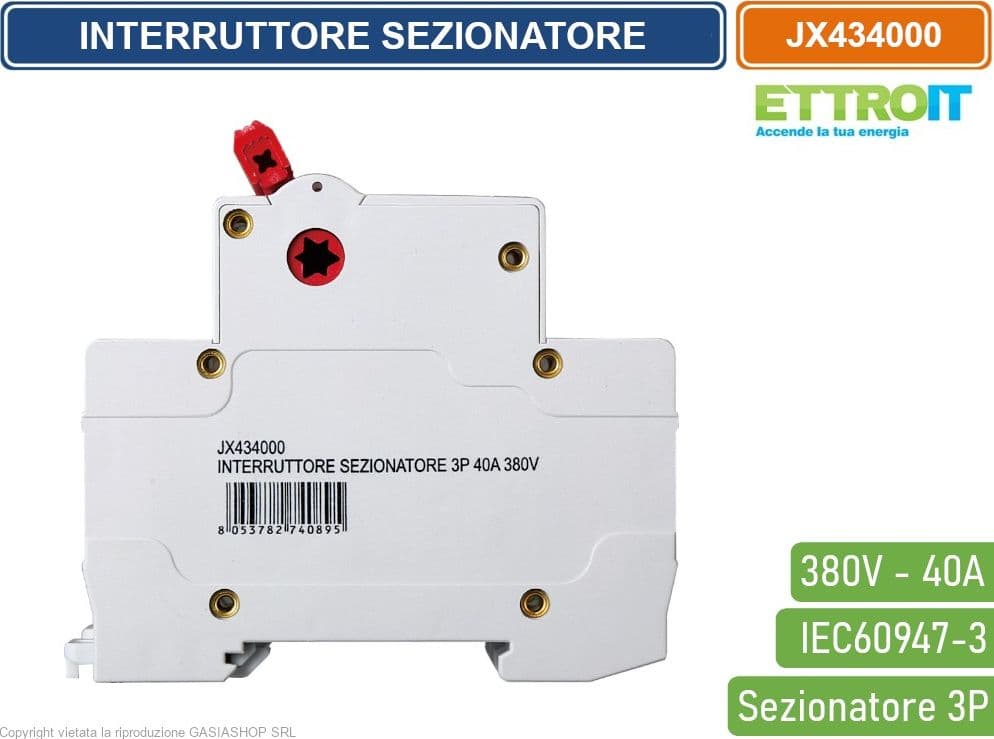 ETTROIT INTERRUTTORE DI ISOLAMENTO SEZIONATORE 3P 40A 380V - 3