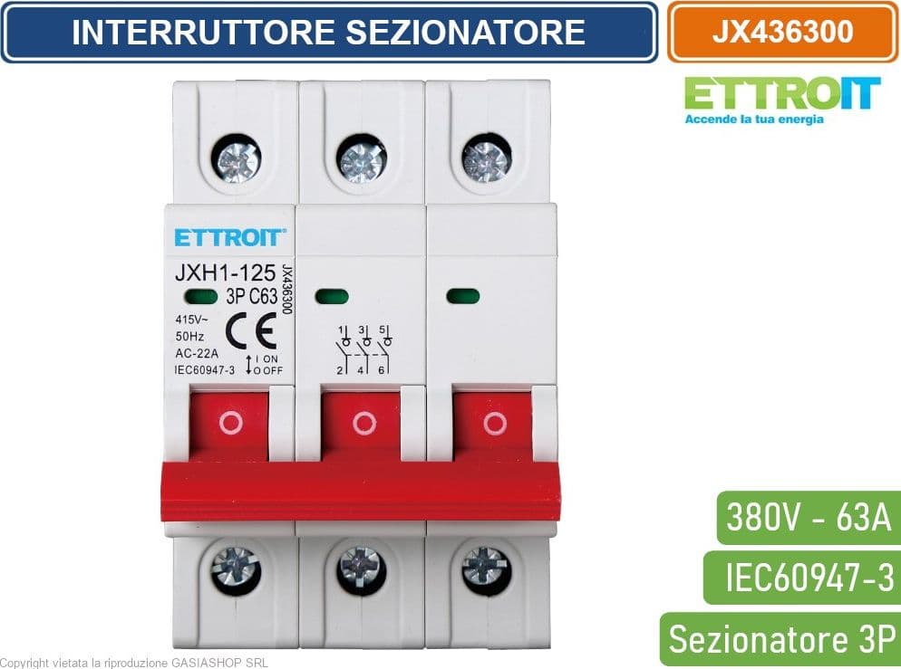 ETTROIT INTERRUTTORE DI ISOLAMENTO SEZIONATORE 3P 63A 380V - 2