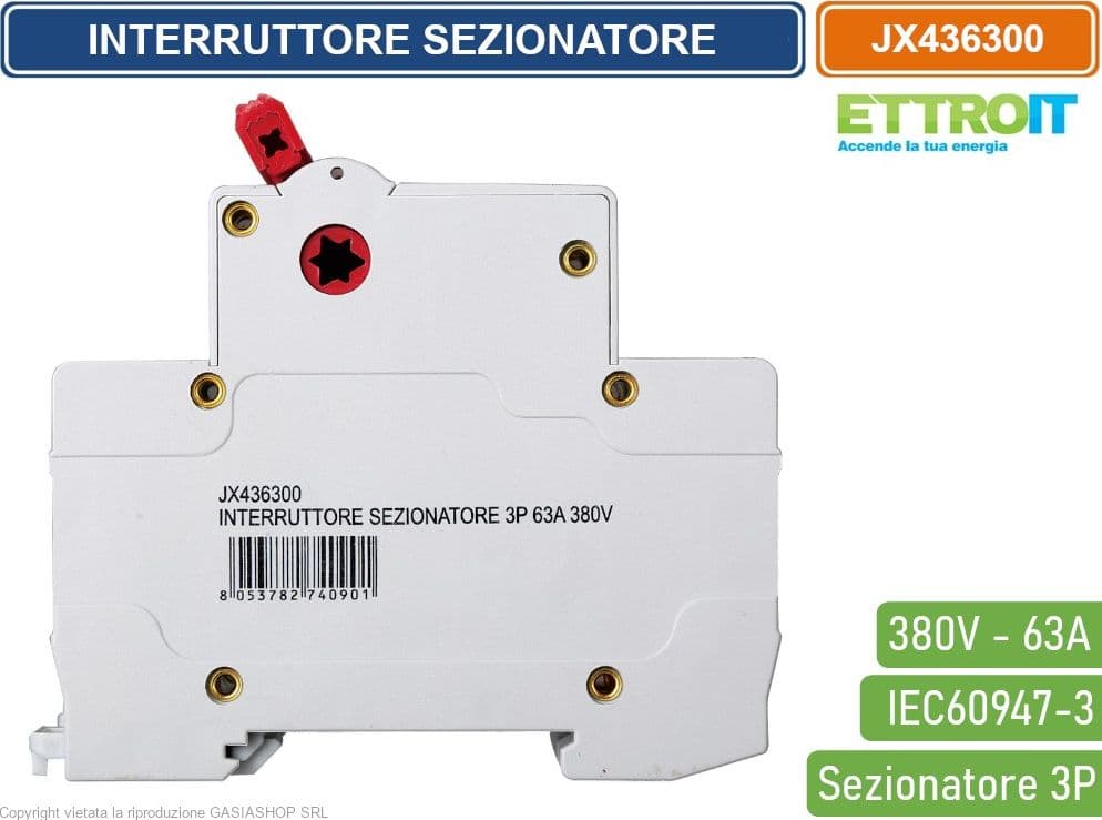 ETTROIT INTERRUTTORE DI ISOLAMENTO SEZIONATORE 3P 63A 380V - 3