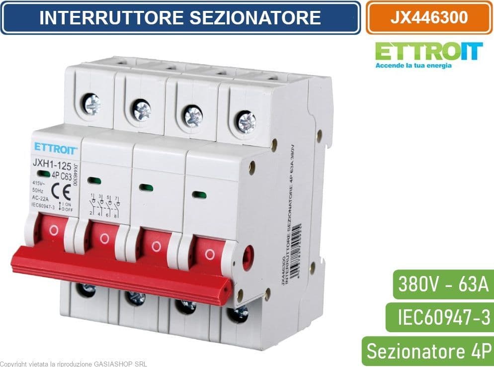ETTROIT INTERRUTTORE DI ISOLAMENTO SEZIONATORE 4P 63A 380V - 4