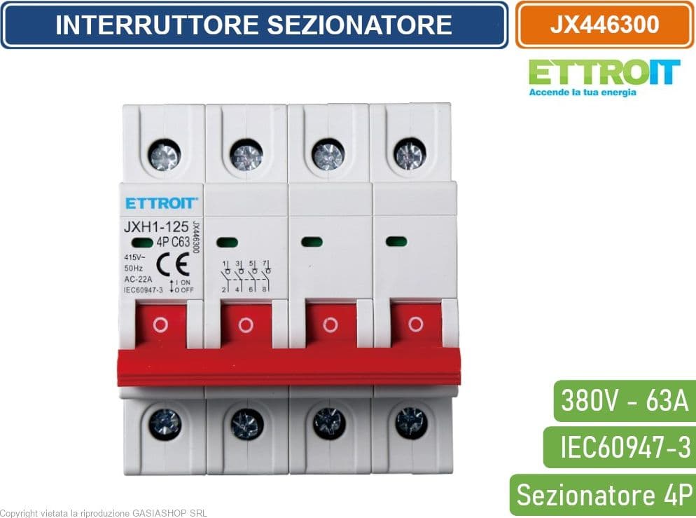 ETTROIT INTERRUTTORE DI ISOLAMENTO SEZIONATORE 4P 63A 380V - 2