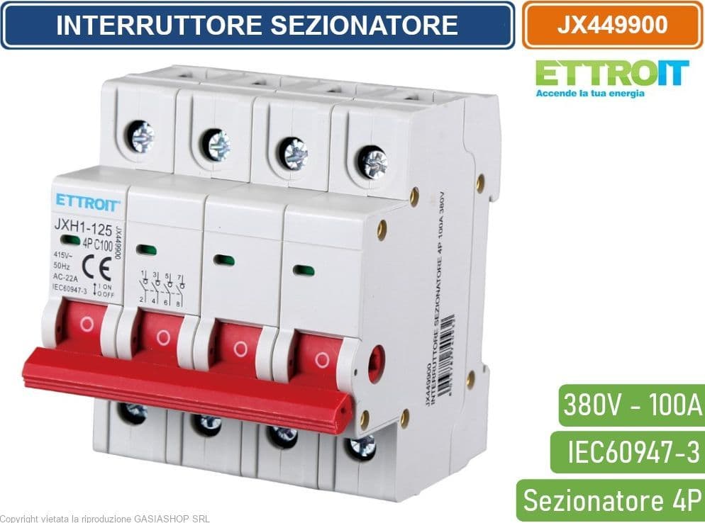 ETTROIT INTERRUTTORE DI ISOLAMENTO SEZIONATORE 4P 100A 380V - 4