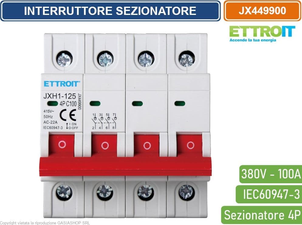ETTROIT INTERRUTTORE DI ISOLAMENTO SEZIONATORE 4P 100A 380V - 2