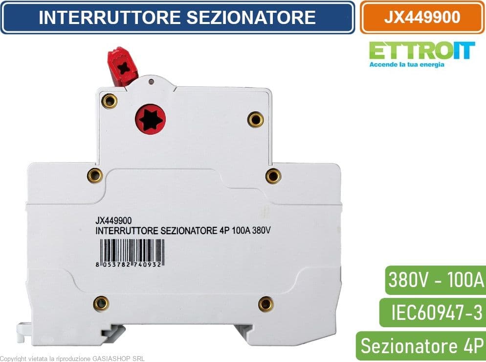 ETTROIT INTERRUTTORE DI ISOLAMENTO SEZIONATORE 4P 100A 380V - 3