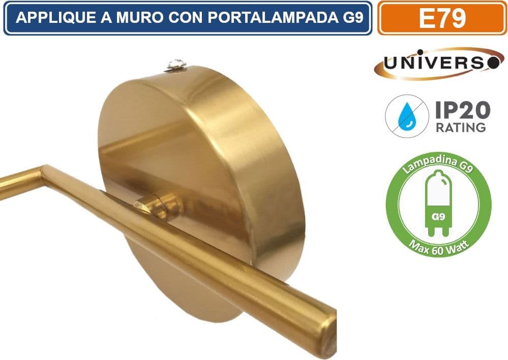 UNIVERSO APPLIQUE A SFERA DA PARETE IN METALLO E PARALUME IN VETRO AMBRATO CON ATTACCO G9 MAX 60W - 3