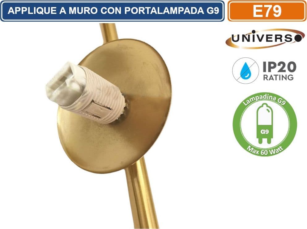 UNIVERSO APPLIQUE A SFERA DA PARETE IN METALLO E PARALUME IN VETRO AMBRATO CON ATTACCO G9 MAX 60W - 5
