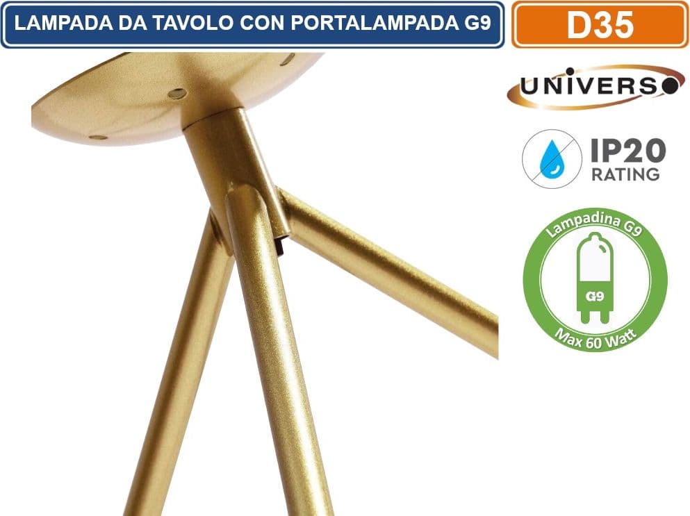 UNIVERSO LAMPADA DA TAVOLO BRONZO A SFERA IN METALLO E PARALUME IN VETRO CON ATTACCO G9 MAX 60W - 2