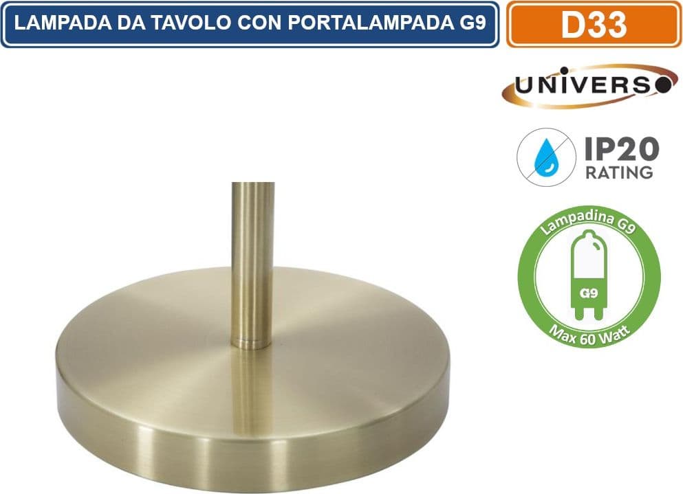 UNIVERSO LAMPADA DA TAVOLO BRONZO 3 SFERE IN METALLO E PARALUME IN VETRO CON ATTACCO G9 MAX 60W - 3