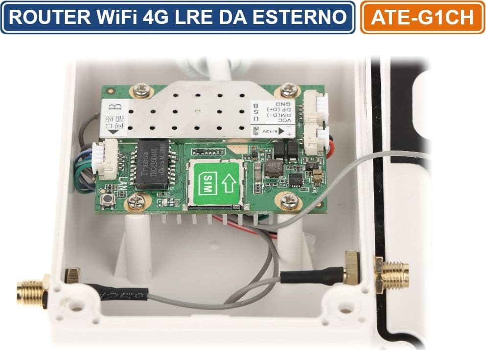 MODEM ROUTER WIRELESS 4G LTE 2.4GHZ 150MBPS 2 ANTENNE DA ESTERNO IP66 WATERPROOF - 4