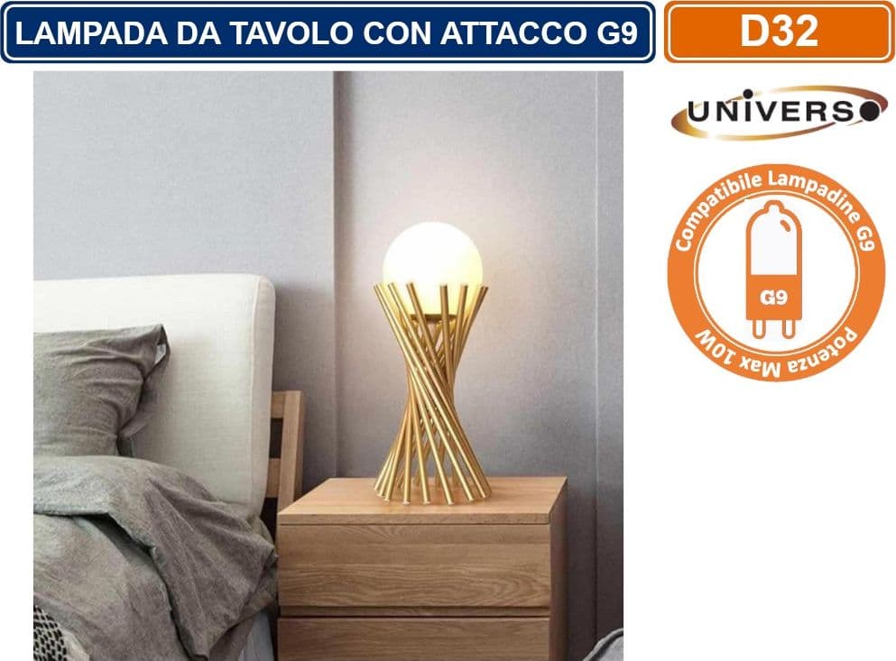 LAMPADA DA TAVOLO TUBOLARE IN BRONZO E SFERA IN VETRO ATTACCO PER LAMPADINA G9 - 3