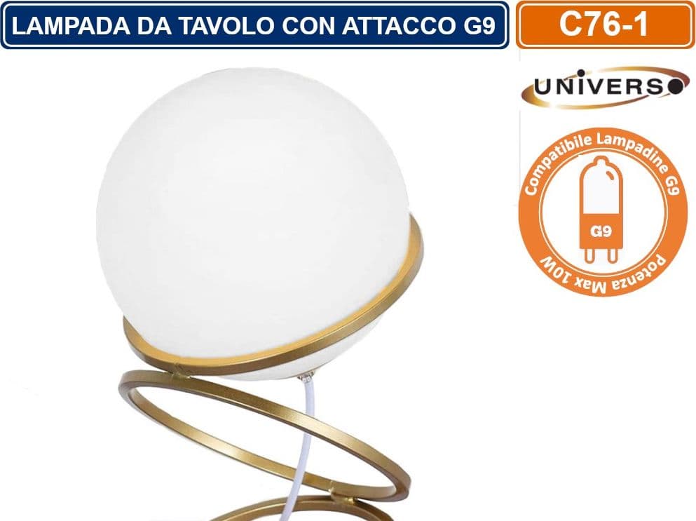 LAMPADA DA TAVOLO MINIMALISTA IN BRONZO E SFERA IN VETRO ATTACCO PER LAMPADINA G9 - 2