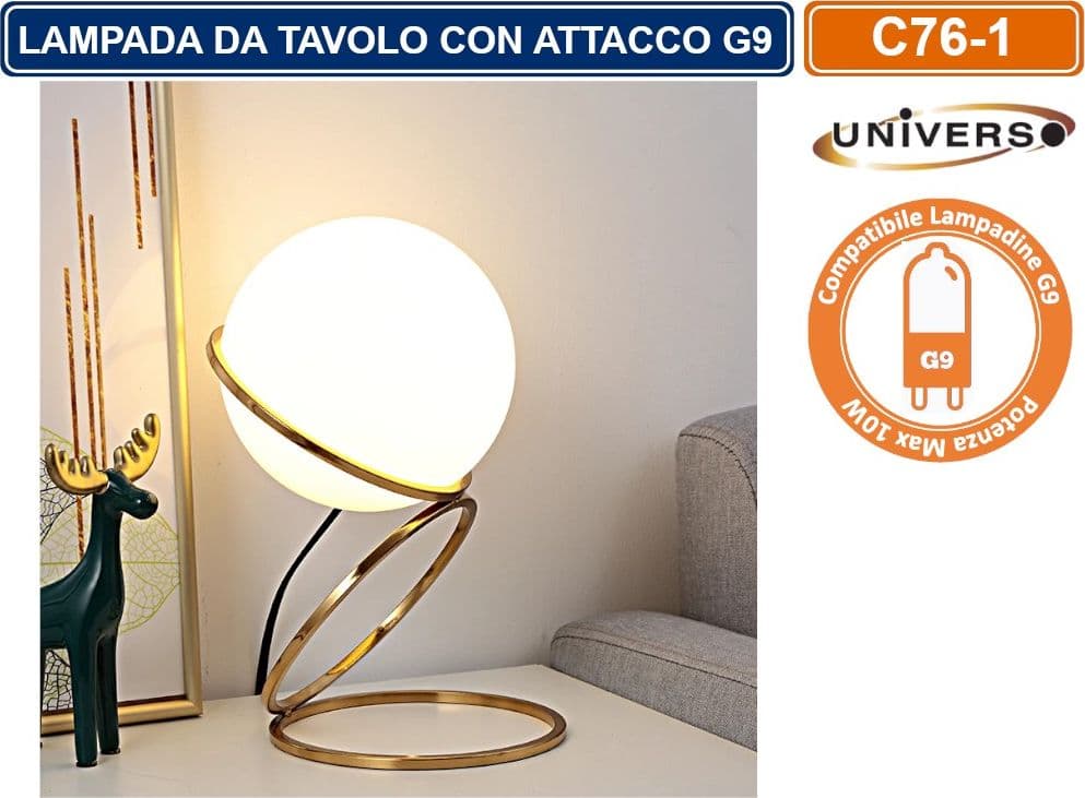 LAMPADA DA TAVOLO MINIMALISTA IN BRONZO E SFERA IN VETRO ATTACCO PER LAMPADINA G9 - 3