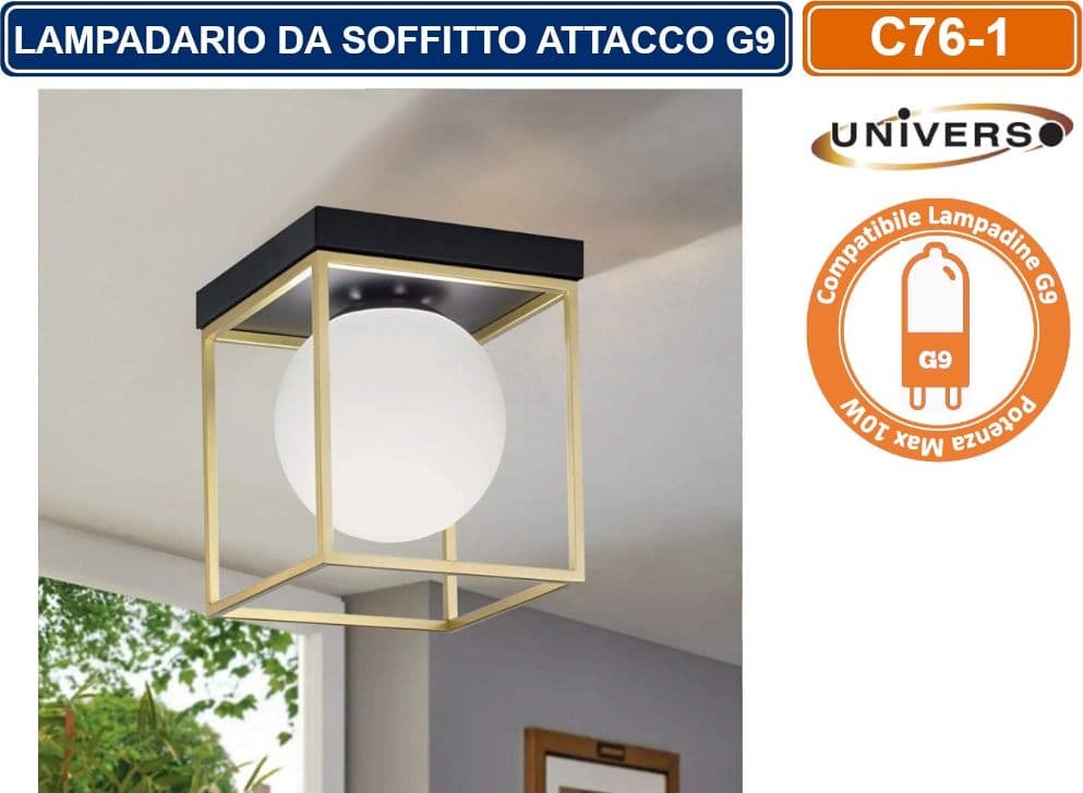 PLAFONIERA LAMPADARIO DA SOFFITTO STILE MINIMALISTA SFERA IN VETRO CON ATTACCO PER LAMPADINE G9 - 2