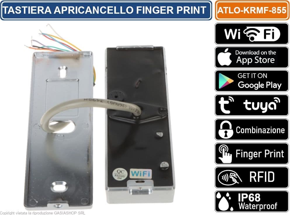 TASTIERA WIFI IN ACCIAIO FINGER PRINT RFID APRICANCELLO SERRATURA A COMBINAZIONE TAG BADGE IP68 GESTIBILE DA APP TUJA - 4