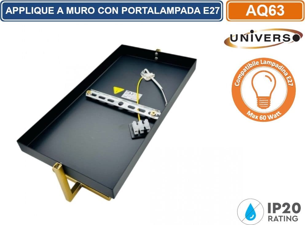 APPLIQUE A MURO IN METALLO NERO E BRONZO IN STILE INDUSTRIALE CON ATTACCO PER LAMPADINE E27 IP20 - 2