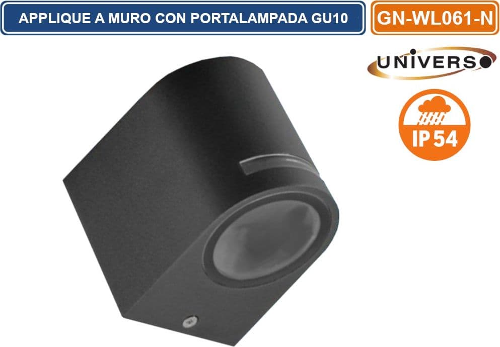 PORTALAMPADA APPLIQUE WALL LIGHT DA MURO PER 1 LAMPADINA GU10 IP54 DISPONIBILE BIANCO - NERO - 4