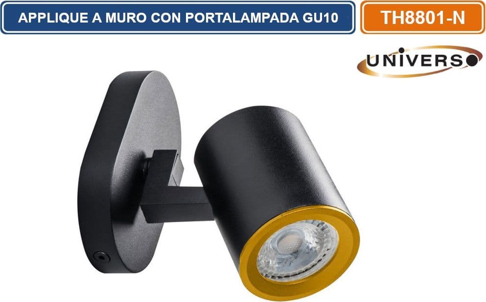 PORTALAMPADA APPLIQUE WALL LIGHT A SOFFITTO CON TESTA ORIENTABILE PER 1 LAMPADINA GU10 - 3