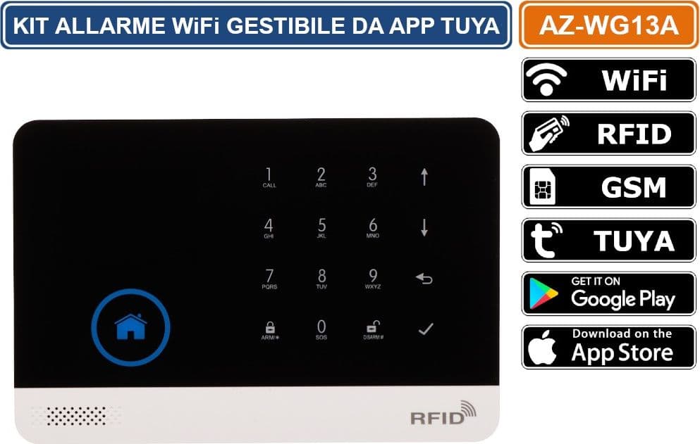 KIT SISTEMA DI ALLARME WIRELESS WiFi GSM CON RFID GESTIBILE DA SMARTPHONE CON APP TUYA - 2