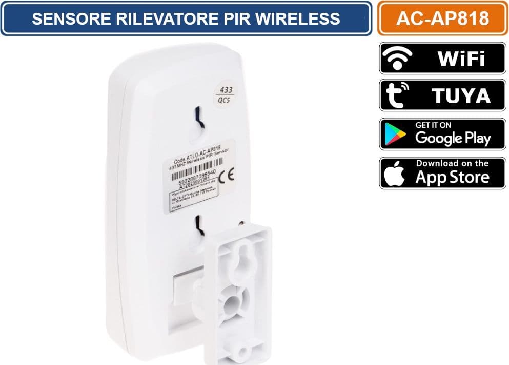 SENSORE RILEVATORE PIR WIRELESS PER SISTEMA DI ALLARME ATLO-AZ-WG13A-TUYA - 2